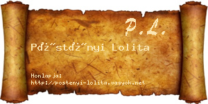 Pöstényi Lolita névjegykártya
